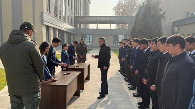 Students of the academy are mastering the basic skills of formation and fire training.